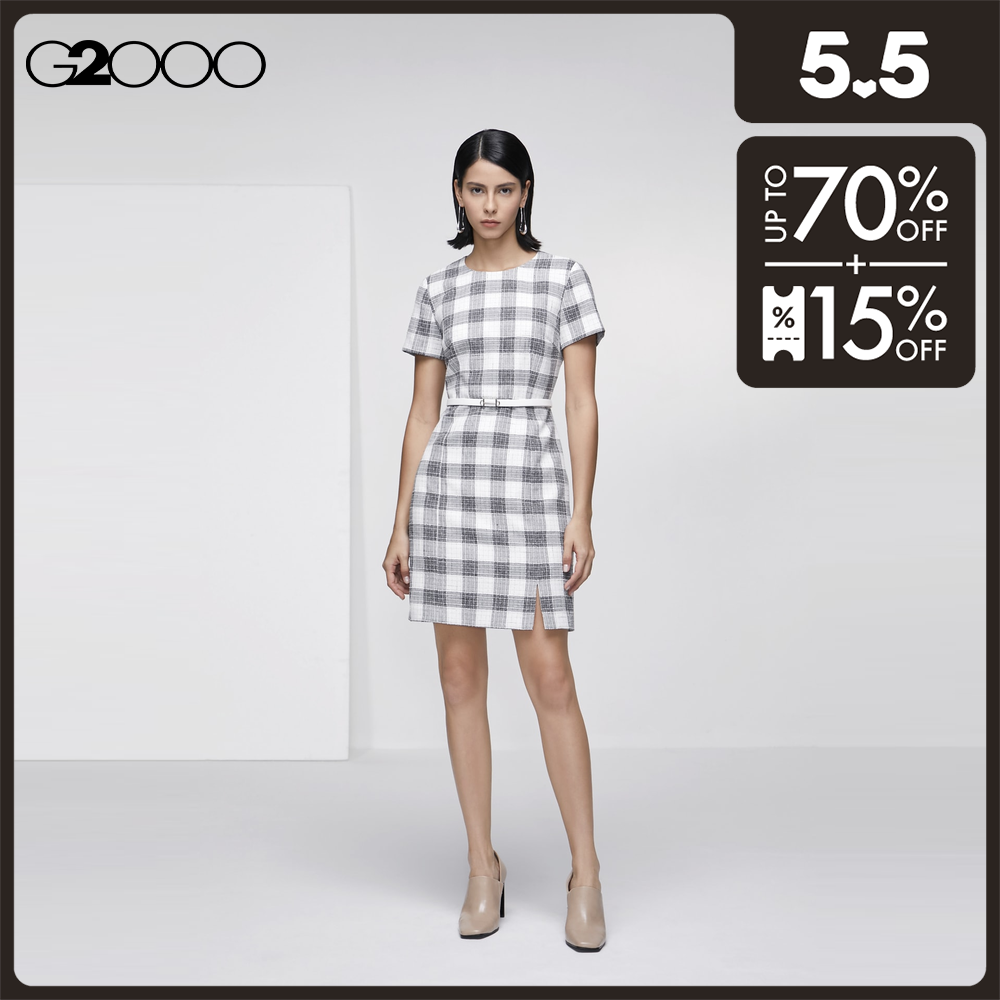 G2000 Women Texture Checks Pencil Shape Dress