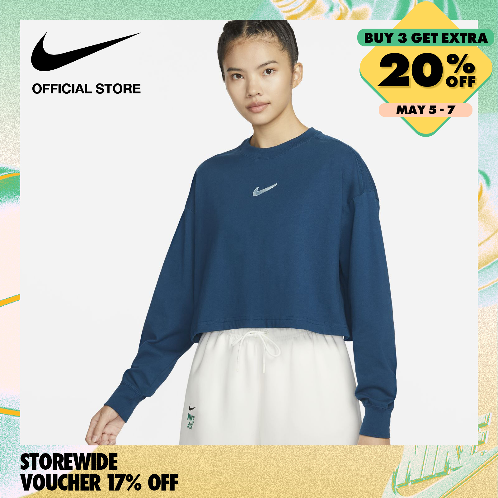 Nike Women's Swoosh Long-Sleeve Top - Valerian Blue