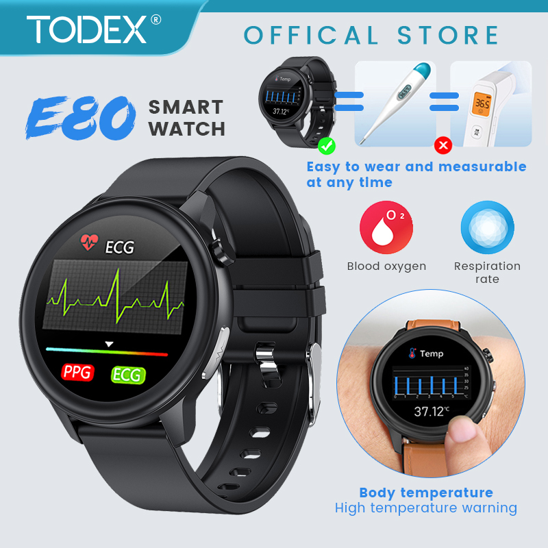 TODEX Smartwatch E80 High Precision Blood Pressure ECG PPG Body Temperature Monitor for Elderly/Man/Woman Sleep Heart Heartbeat Health Smart Watch for Huawei for Xiaomi PK E86